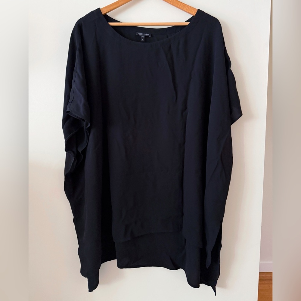 Eileen Fisher Silk Georgette Crepe Shirt XL